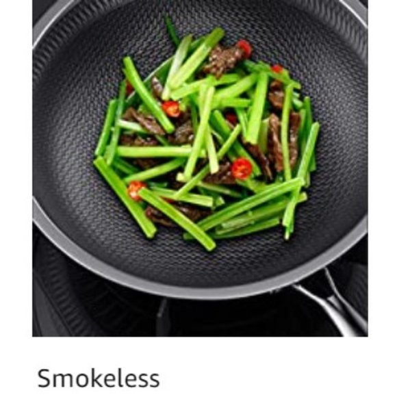 CATHYLIN:  12.5"/ 1 QT -  Nonstick Stainless Steel Wok Pan with Lid - Picture 11 of 13